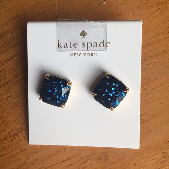 kate spade Jewelry - 🆕 Navy Blue Glitter Square Gumdrop Earrings